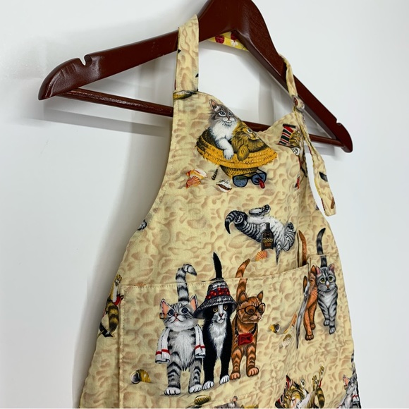 Handmade Cat Beach Theme Kids Adjustable Tie Back Apron Reversible Ladybug Sz OS - Picture 2 of 14